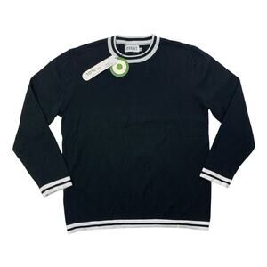 OXKnit Sweater Mens XL Extra Large Black White Crew Neck Long Sleeve Cotton